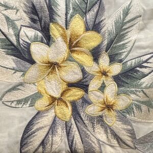 Tommy Bahama Embroidered Pillow Cover Accent Throw 15" Square Plumeria Flowers